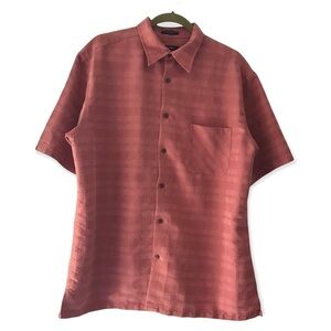 Alfani Men’s Coral Button Front Short Sleeve Shirt. Size Large